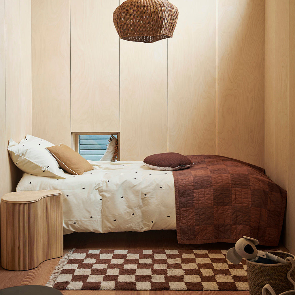 Tavolino Nordic in Rattan Naturale e MDF con Coperchio per Camera da Letto e Camera dei Bambini