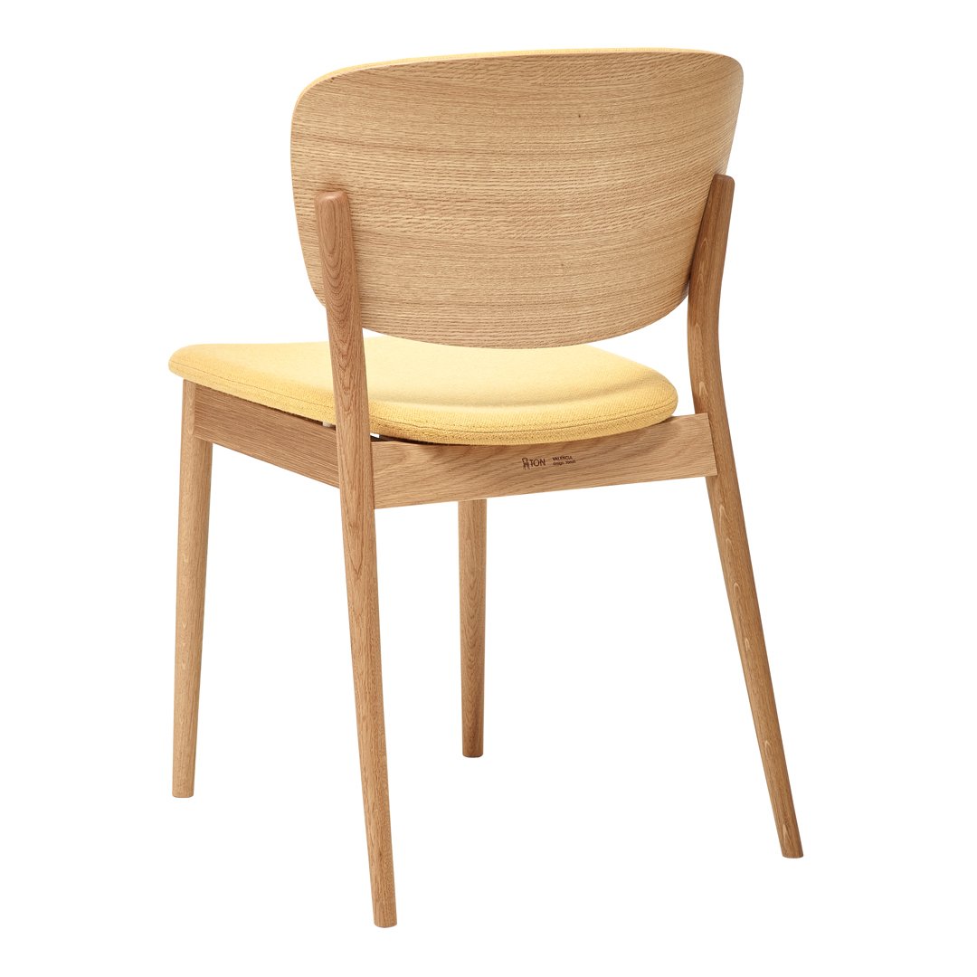 Sedia da pranzo Nordic Classic in rovere massiccio e imbottita, con schienale ergonomico e design impilabile per sala da pranzo