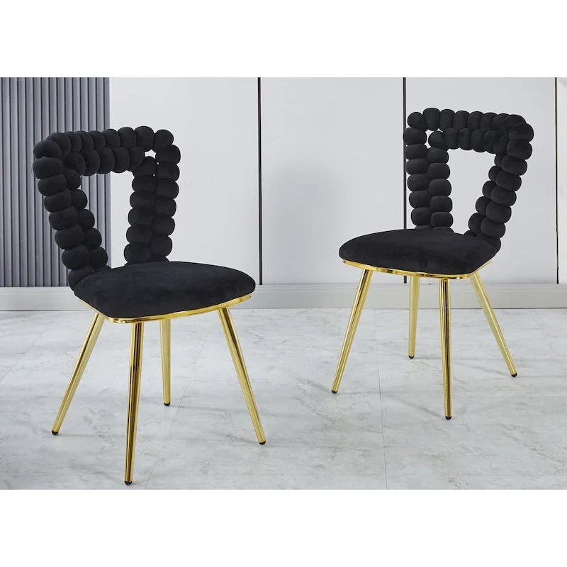 Poltrona d'accento oro e nera, seduta imbottita, set da 2