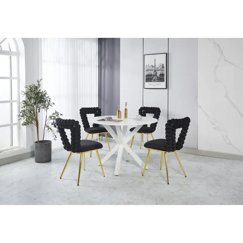 Poltrona d'accento oro e nera, seduta imbottita, set da 2