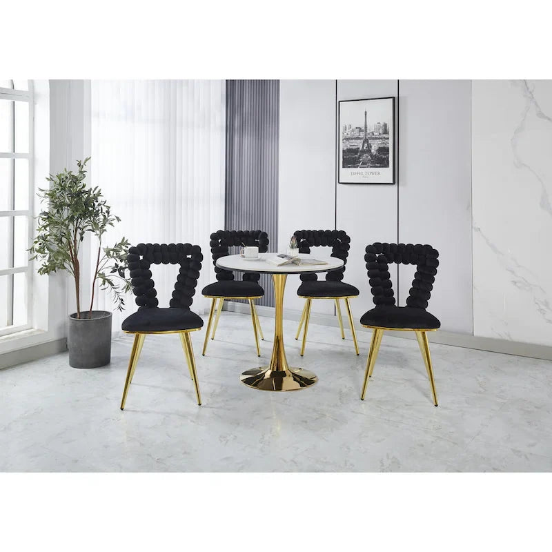 Poltrona d'accento oro e nera, seduta imbottita, set da 2
