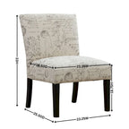 Poltrona accent senza braccioli bianca, tessuto con stampa calligrafica francese, seduta singola