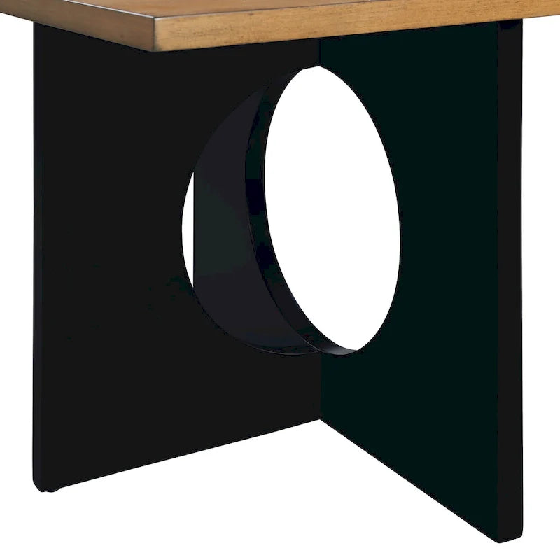 Tavolino rettangolare in espresso nero/chiaro con ripiano in vetro, per 1 persona