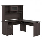 Scrivania angolare regolabile in altezza multicolore con credenza e cassettiera, 1 persona