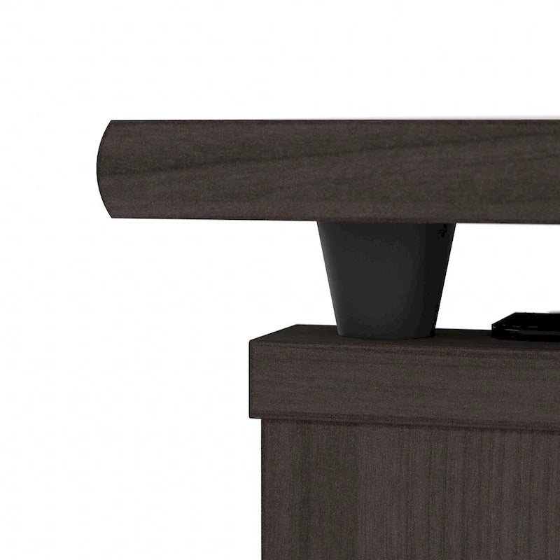 Scrivania angolare regolabile in altezza multicolore con credenza e cassettiera, 1 persona