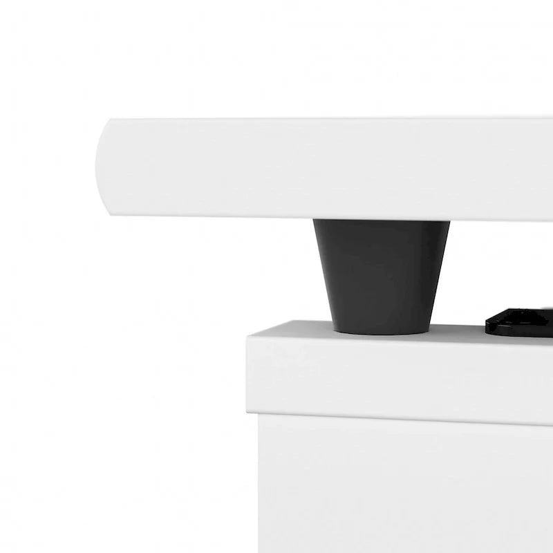 Scrivania angolare regolabile in altezza multicolore con credenza e cassettiera, 1 persona