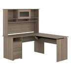 Scrivania angolare regolabile in altezza multicolore con credenza e cassettiera, 1 persona