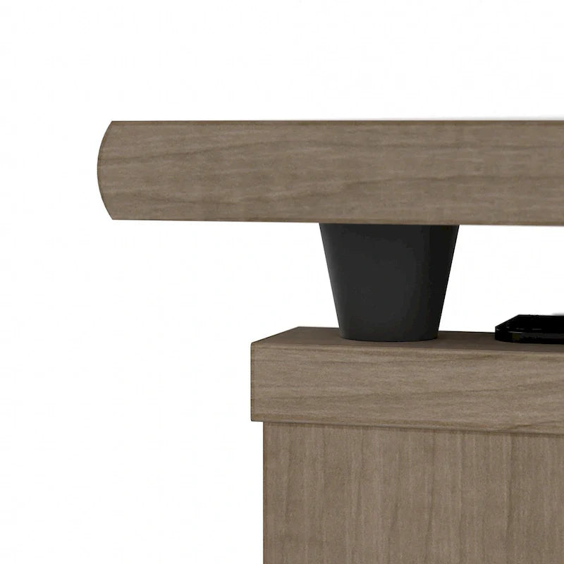 Scrivania angolare regolabile in altezza multicolore con credenza e cassettiera, 1 persona