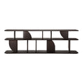 Consolle in teak geometrica e giocosa con angoli intersecanti di luci e ombre per l'ingresso