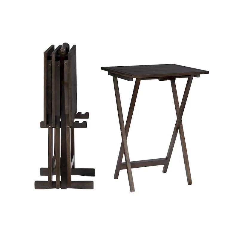 Set di 4 tavolini pieghevoli grigi con supporto
