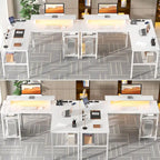 Scrivania a L, multi-colore, singola – ciabatta elettrica, LED RGB e supporto per monitor