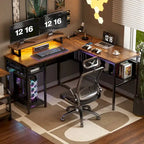 Scrivania a L, multi-colore, singola – ciabatta elettrica, LED RGB e supporto per monitor