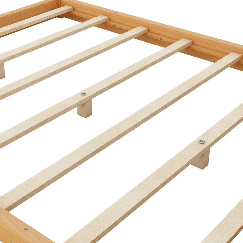 Letto a piattaforma a baldacchino basso naturale/bianco, Queen/King