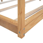 Letto a piattaforma a baldacchino basso naturale/bianco, Queen/King
