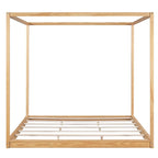 Letto a piattaforma a baldacchino basso naturale/bianco, Queen/King