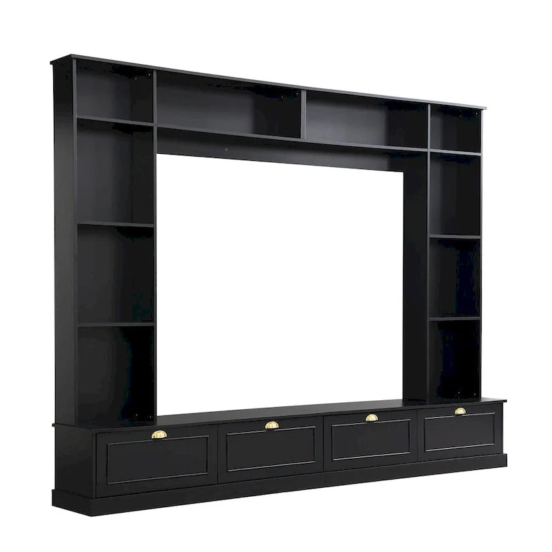 Parete attrezzata nera – Porta TV, Librerie e Armadietti, Montaggio per 2 persone