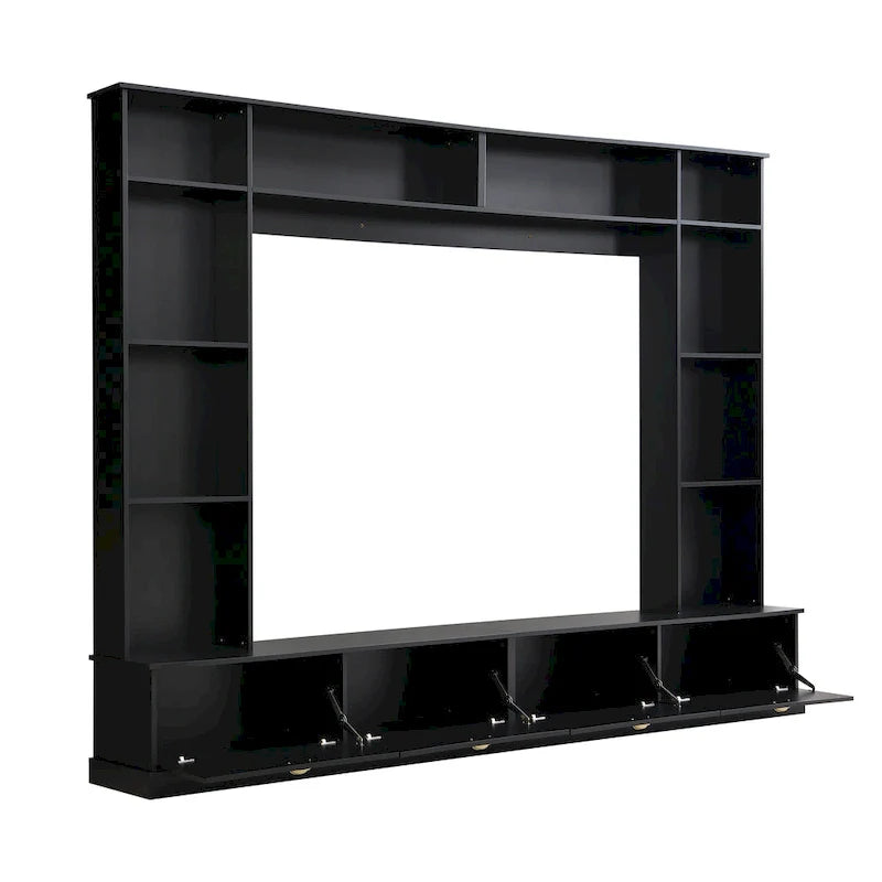 Parete attrezzata nera – Porta TV, Librerie e Armadietti, Montaggio per 2 persone