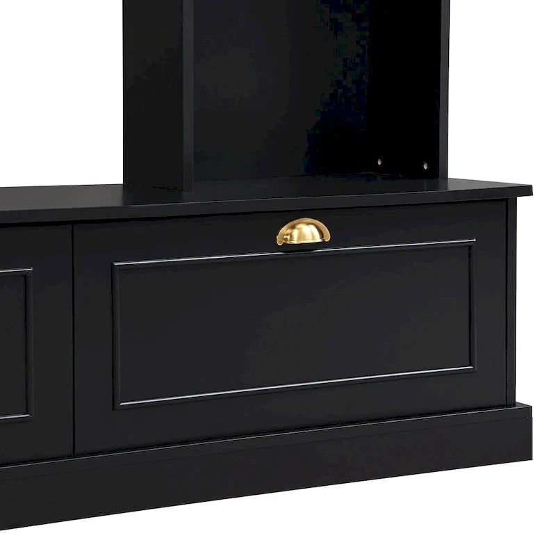 Parete attrezzata nera – Porta TV, Librerie e Armadietti, Montaggio per 2 persone