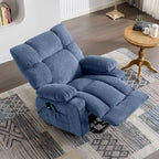 Poltrona reclinabile elettrica con funzione Power Lift, riscaldamento e massaggio, colore Grigio/Blu/Marrone, singola
