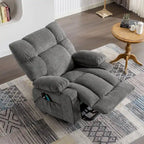 Poltrona reclinabile elettrica con funzione Power Lift, riscaldamento e massaggio, colore Grigio/Blu/Marrone, singola