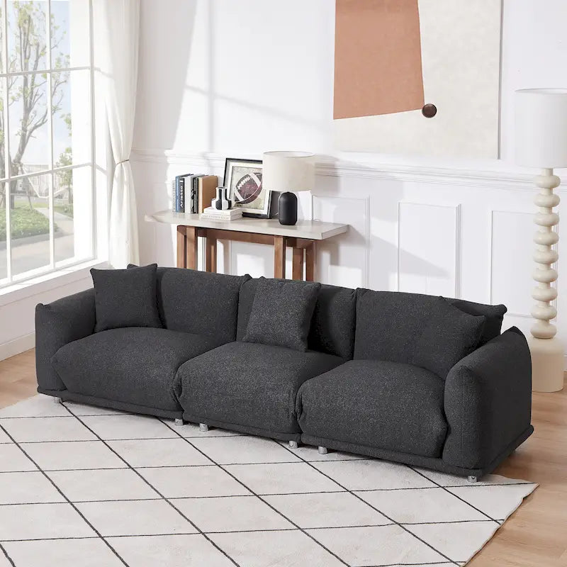 Divano 3 posti Sherpa con gambe in metallo – Cammello / Bianco / Marrone / Nero