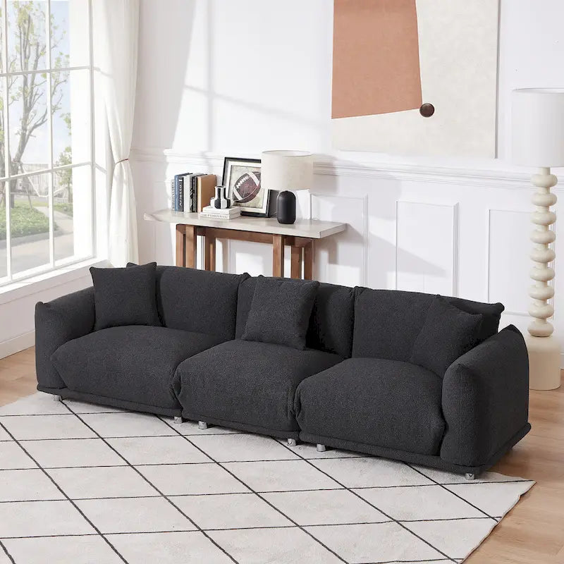 Divano 3 posti Sherpa con gambe in metallo – Cammello / Bianco / Marrone / Nero