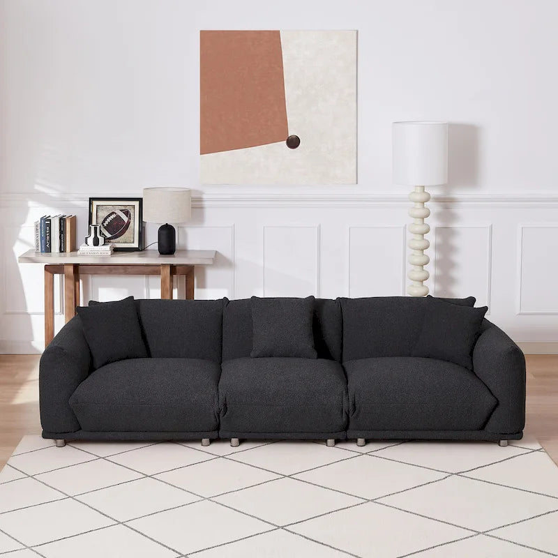 Divano 3 posti Sherpa con gambe in metallo – Cammello / Bianco / Marrone / Nero