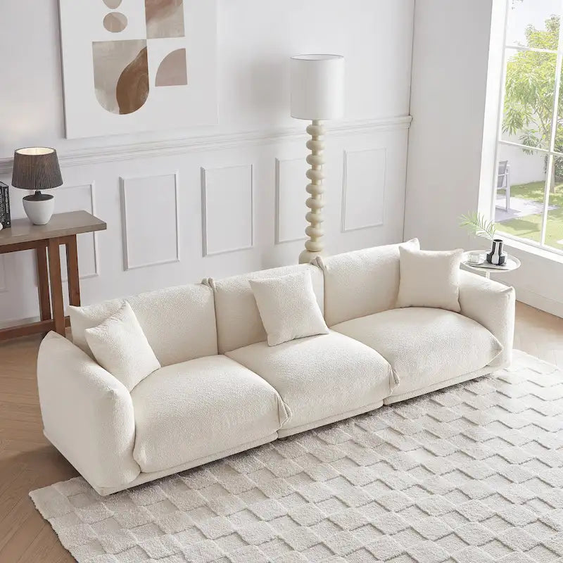 Divano 3 posti Sherpa con gambe in metallo – Cammello / Bianco / Marrone / Nero