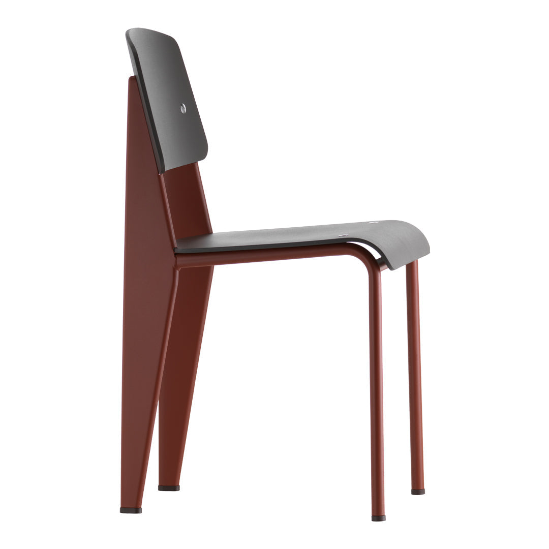 Sedia standard con tubo d'acciaio estetico ingegneristico e legno massello con design strutturale di Jean Prouvé per sala da pranzo