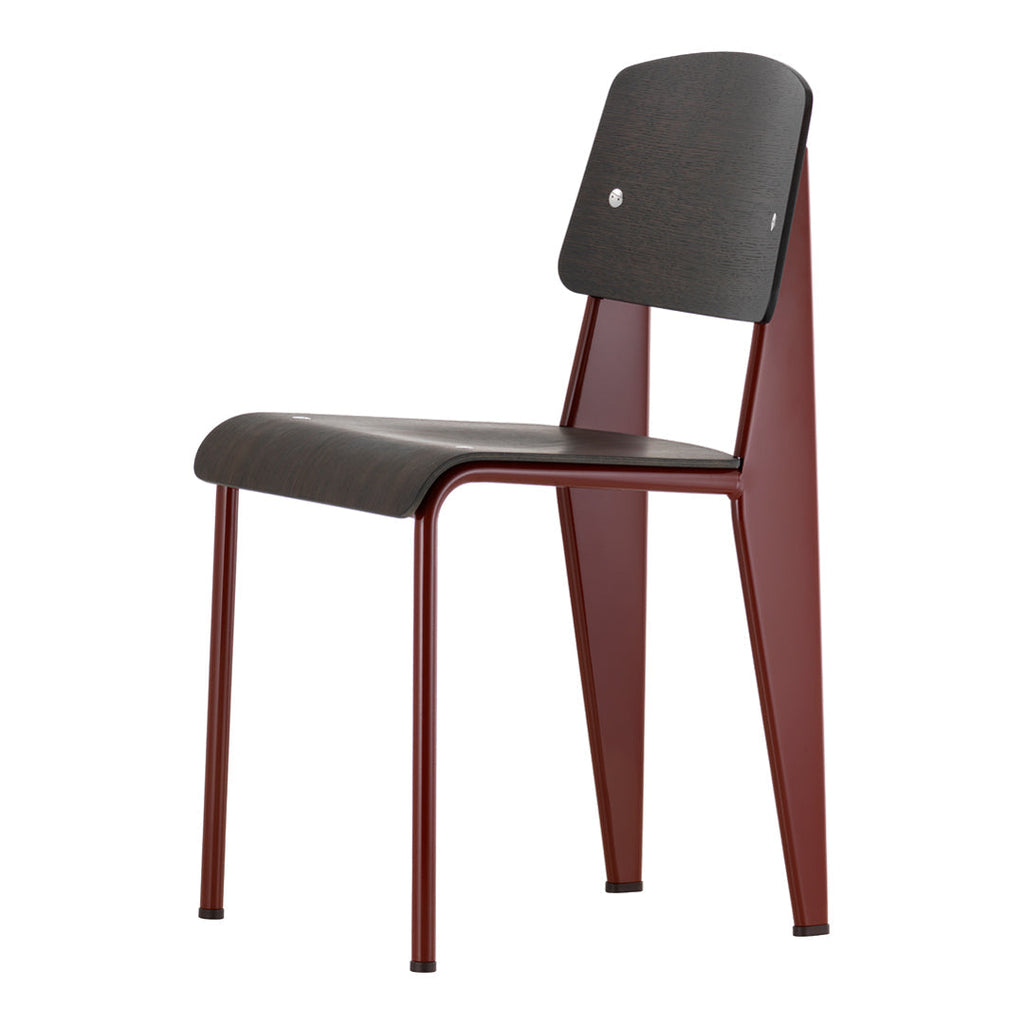 Sedia standard con tubo d'acciaio estetico ingegneristico e legno massello con design strutturale di Jean Prouvé per sala da pranzo