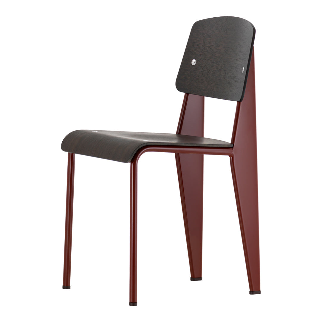 Sedia standard con tubo d'acciaio estetico ingegneristico e legno massello con design strutturale di Jean Prouvé per sala da pranzo