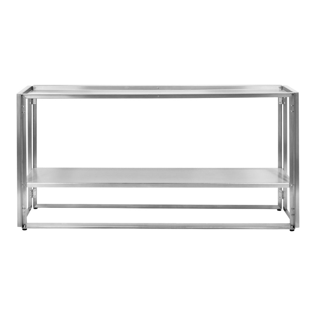 Consolle industriale minimalista in acciaio inossidabile spazzolato con design pieghevole per ingresso