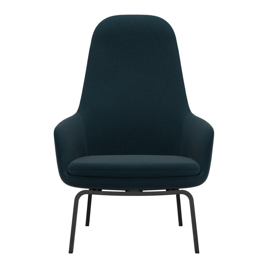 Sedia lounge alta classica nordica imbottita con gambe in acciaio e schienale con supporto per il collo per soggiorno