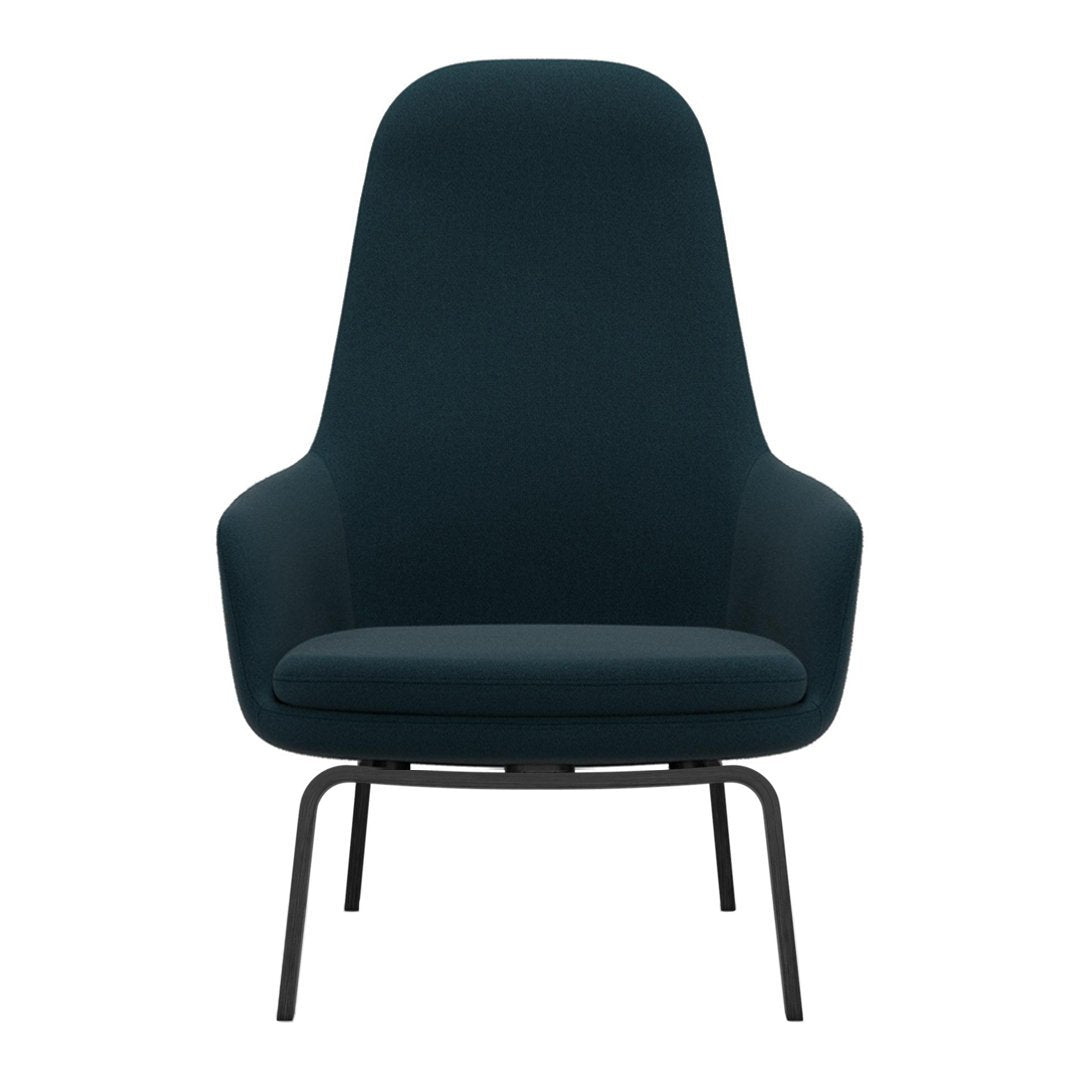 Sedia lounge alta classica nordica imbottita con gambe in acciaio e schienale con supporto per il collo per soggiorno