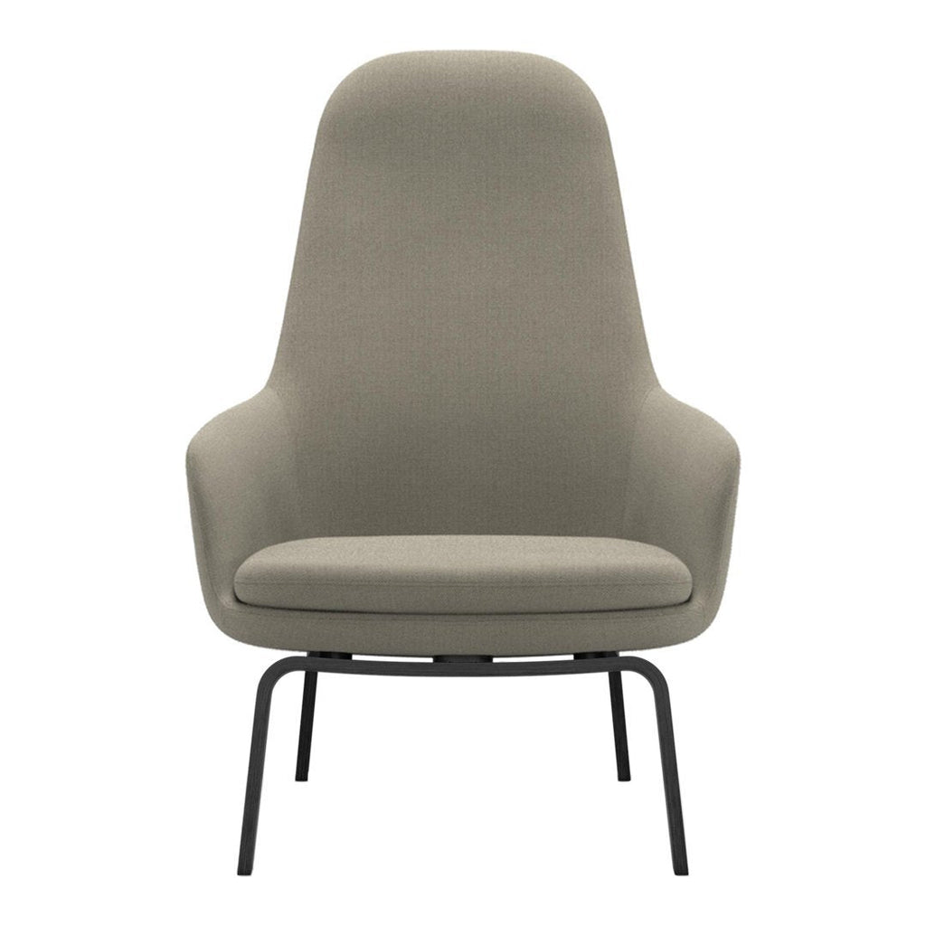 Sedia lounge alta classica nordica imbottita con gambe in acciaio e schienale con supporto per il collo per soggiorno