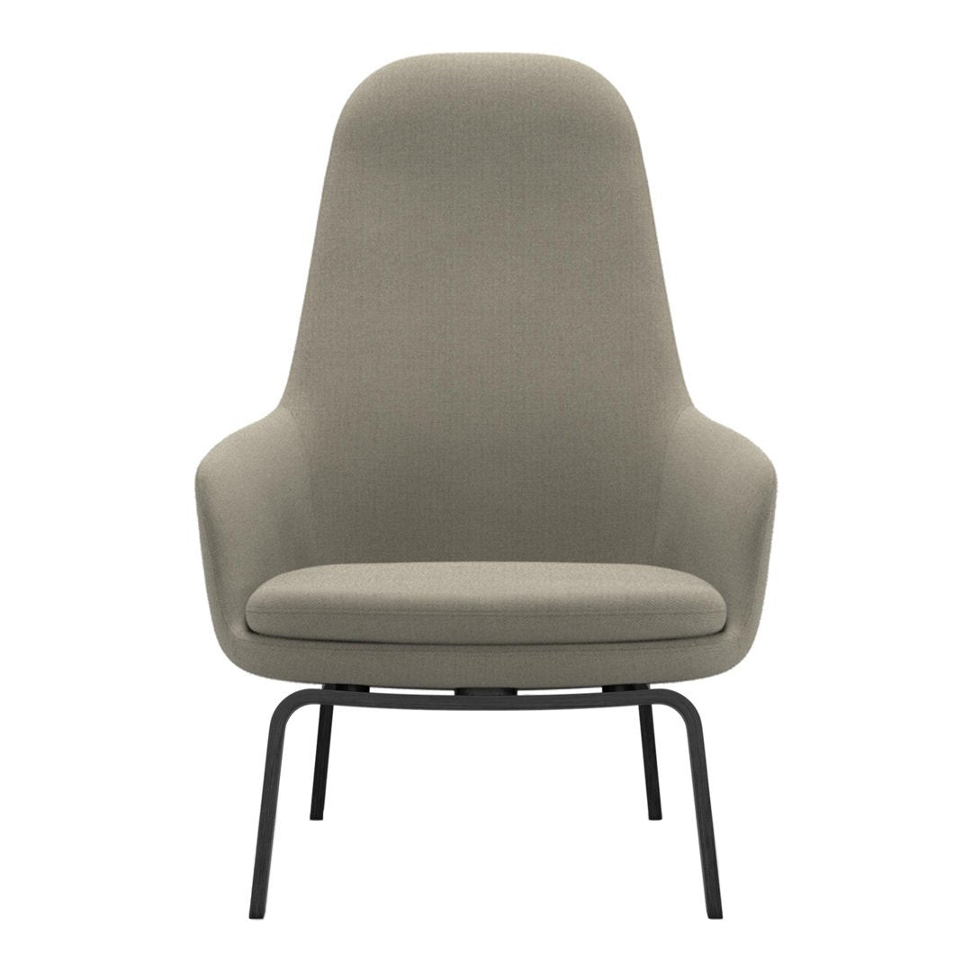 Sedia lounge alta classica nordica imbottita con gambe in acciaio e schienale con supporto per il collo per soggiorno