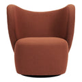 Poltrona lounge girevole imbottita scultorea organica con base girevole a scomparsa per soggiorno