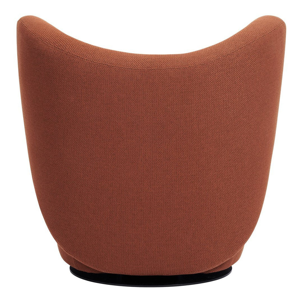 Poltrona lounge girevole imbottita scultorea organica con base girevole a scomparsa per soggiorno