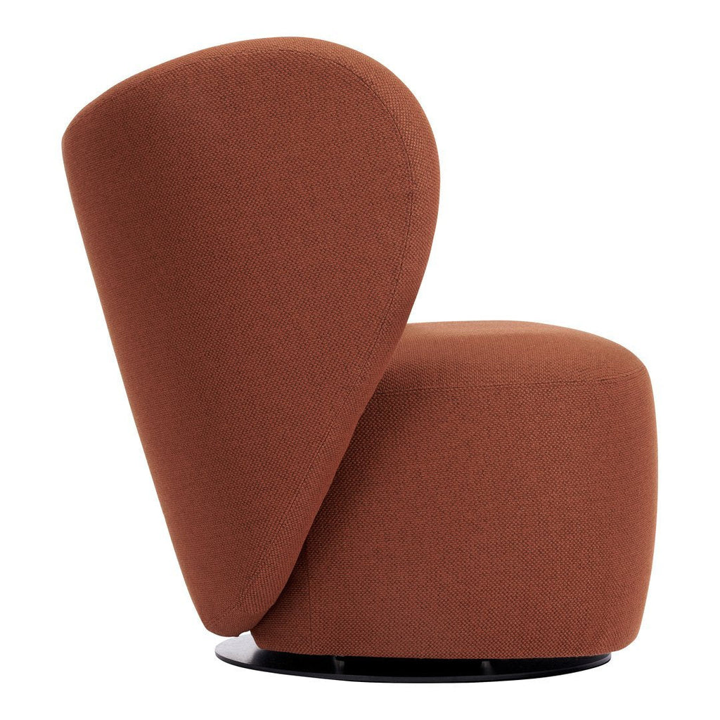 Poltrona lounge girevole imbottita scultorea organica con base girevole a scomparsa per soggiorno