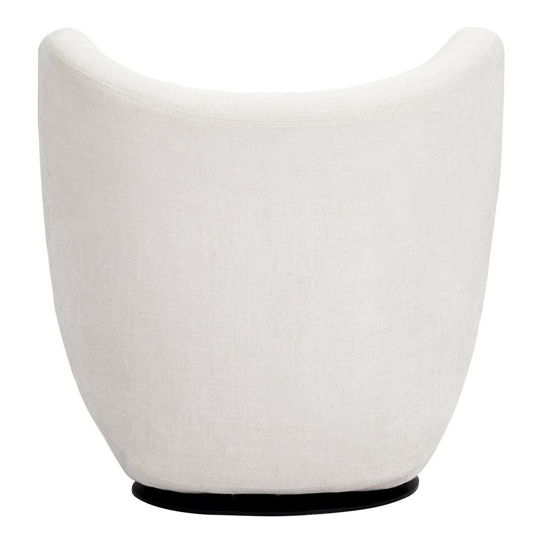 Poltrona lounge girevole imbottita scultorea organica con base girevole a scomparsa per soggiorno