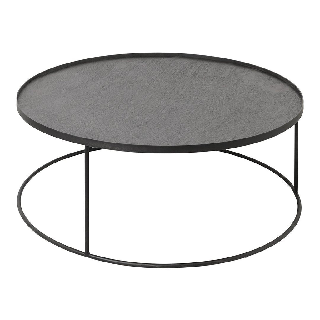 Tavolino da salotto rotondo nordico versatile in metallo con vassoio intercambiabile