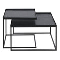Set Tavolino da Caffè Quadrato Nordico Versatile in Metallo con Vassoio Intercambiabile per Soggiorno