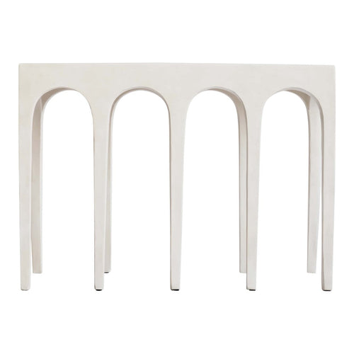 Consolle grande in cemento fibrorinforzato scultoreo architettonico con struttura ad arco ripetuto per ingresso