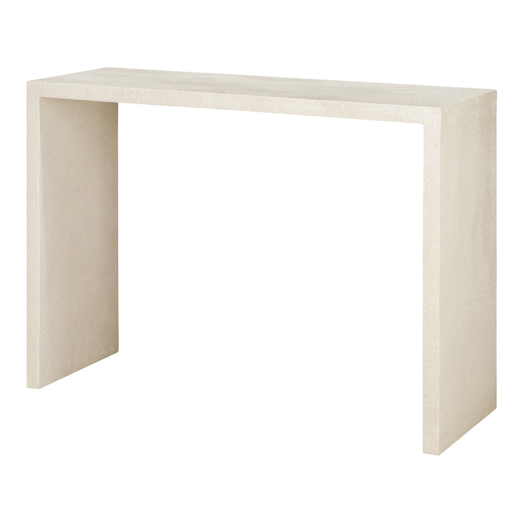 Consolle artigianale minimalista in microcemento con finitura opaca effetto pietra per vari ambienti