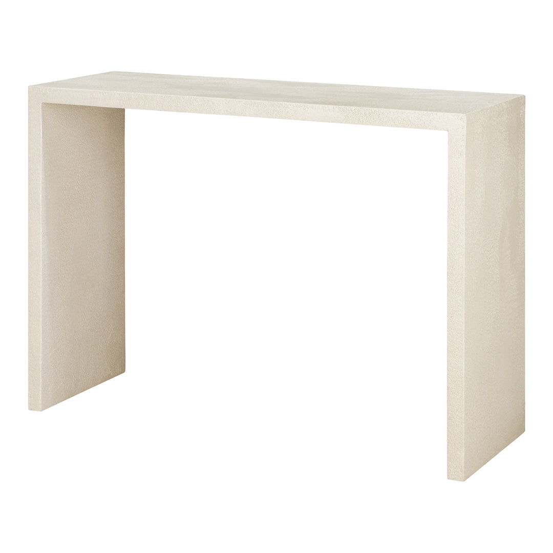 Consolle artigianale minimalista in microcemento con finitura opaca effetto pietra per vari ambienti