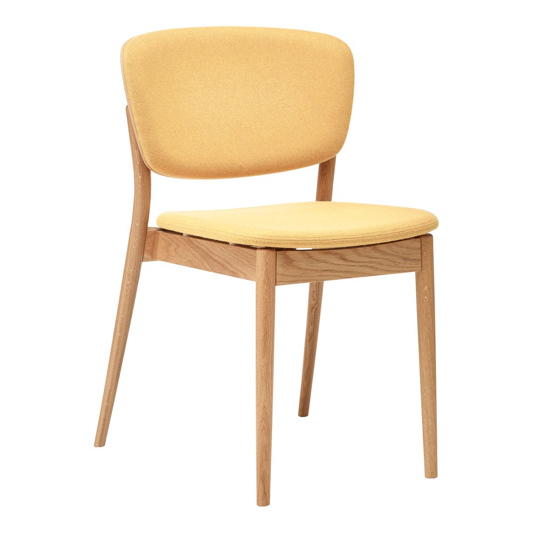 Sedia da pranzo Nordic Classic in rovere massiccio e imbottita, con schienale ergonomico e design impilabile per sala da pranzo