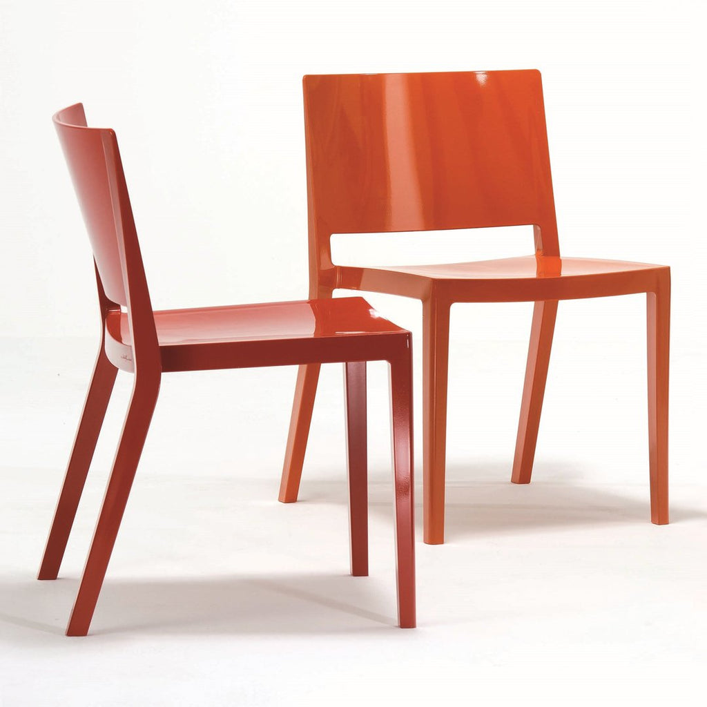 Set di sedie da pranzo moderno e femminile in polimero termoplastico con design monoblocco per interni ed esterni per sala da pranzo