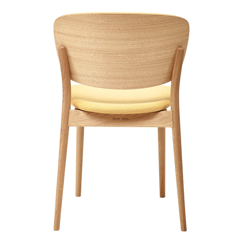 Sedia da pranzo Nordic Classic in rovere massiccio e imbottita, con schienale ergonomico e design impilabile per sala da pranzo