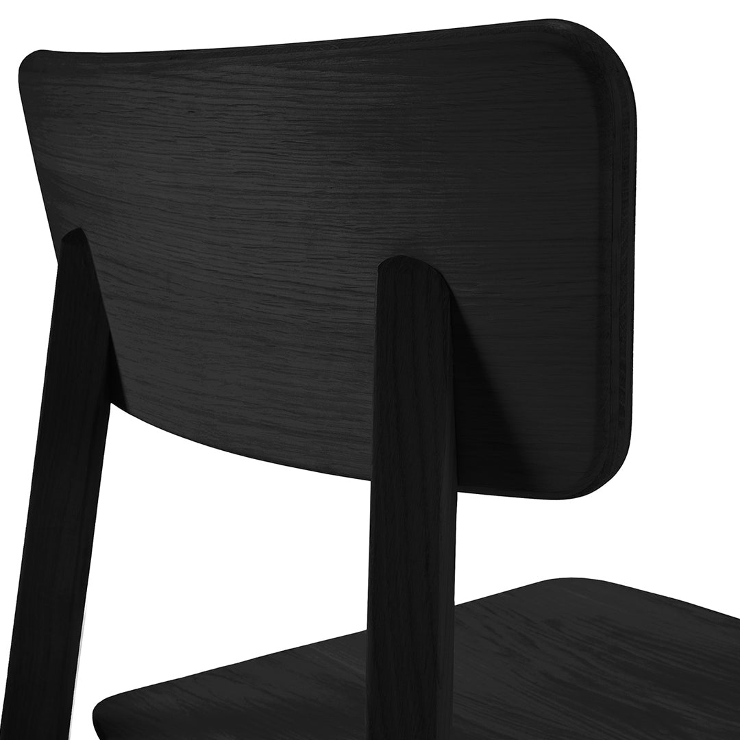 Sedia da pranzo scandinava minimalista in rovere massello europeo con schienale ergonomico curvo per sala da pranzo