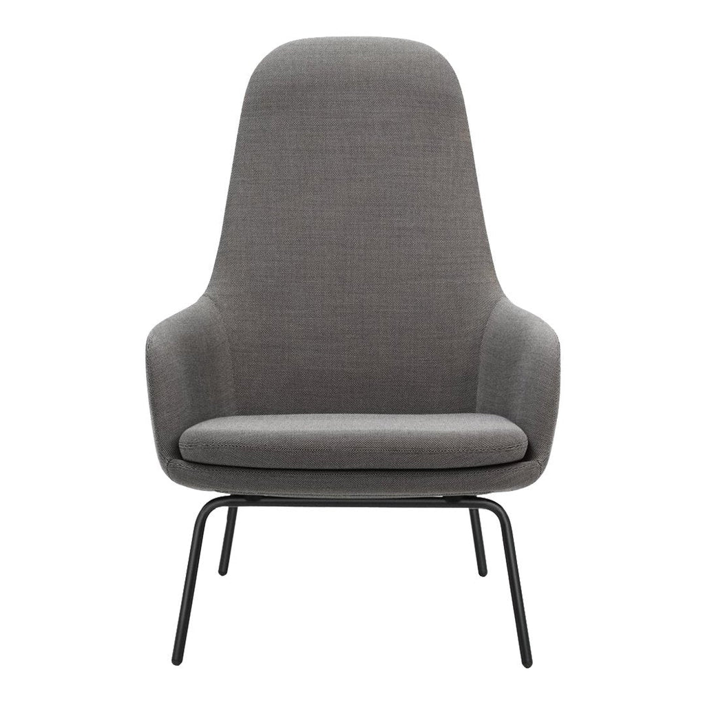 Sedia lounge alta classica nordica imbottita con gambe in acciaio e schienale con supporto per il collo per soggiorno